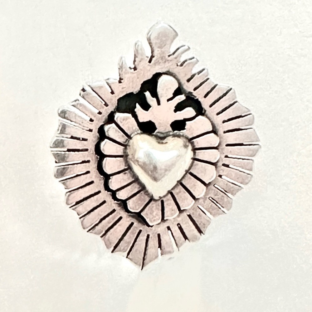 Sacred Heart Sterling Silver Handmade Ring | Adjustable Size